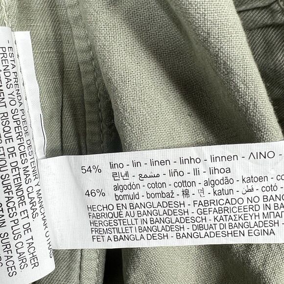 Zara Pants Womens Small Green Linen Blend Elastic Waist Drawstring Relaxed Fit - Picture 10 of 11